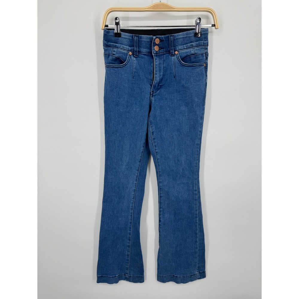 NWOT Indigo Poppy Basic Skinny Flare Jeans Women's 4‎ Blue Pull-on Zip Fly Retro
